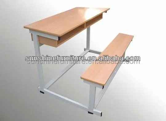 
2015 newly stable wood double school table bench, school desk, with bench school shelf desk and chair for students 