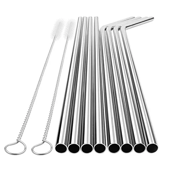 Set of 8 Stainless Steel Straws Drinking Metal Straws For Tumblers Rumblers Cold Beverage