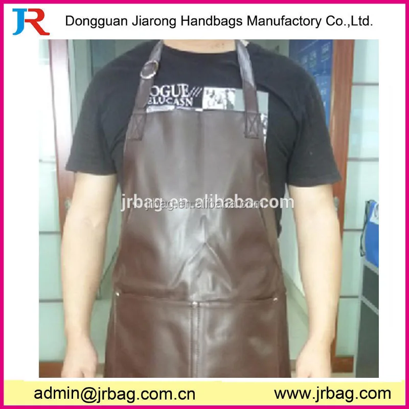 Waterproof Durable Men BBQ Barber Chef Genuine Cow Leather Apron For Grill Welding