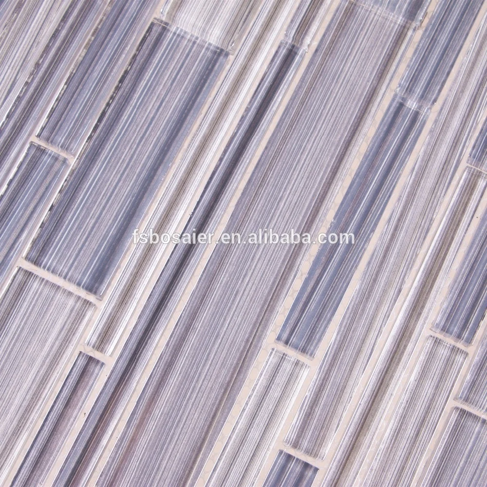 Simple elegant polished  crystal clear hand paint blues glass mosaic tile