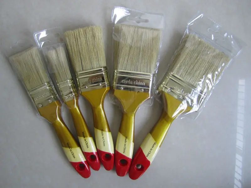 Paint brush with wooden handle