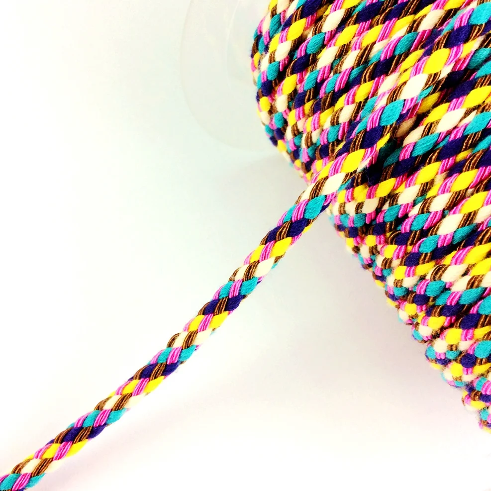 Круглая декоративная нейлоновая цветная плетеная двойная веревка из
