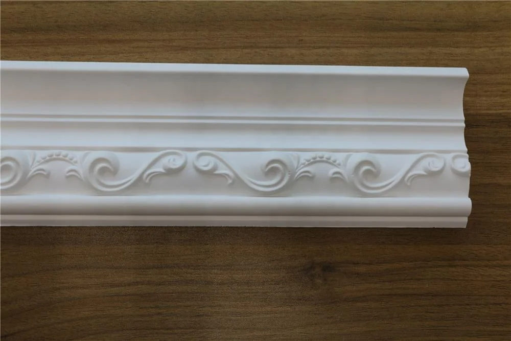 cheap price + high quality carve patterns antique PU cornice molding profiles designeps foam cornice