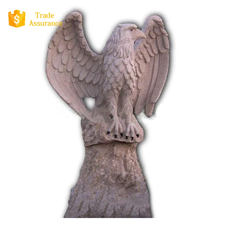 Hand Carved Black Granite Stone Garden Eagle Statue For Sale