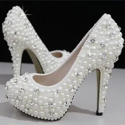 
ZH0913X White Rhinestone Wedding Shoes Fashion Silver High Heels Crystal Wedding Prom Bridal Party Shoes with Round Toe New 