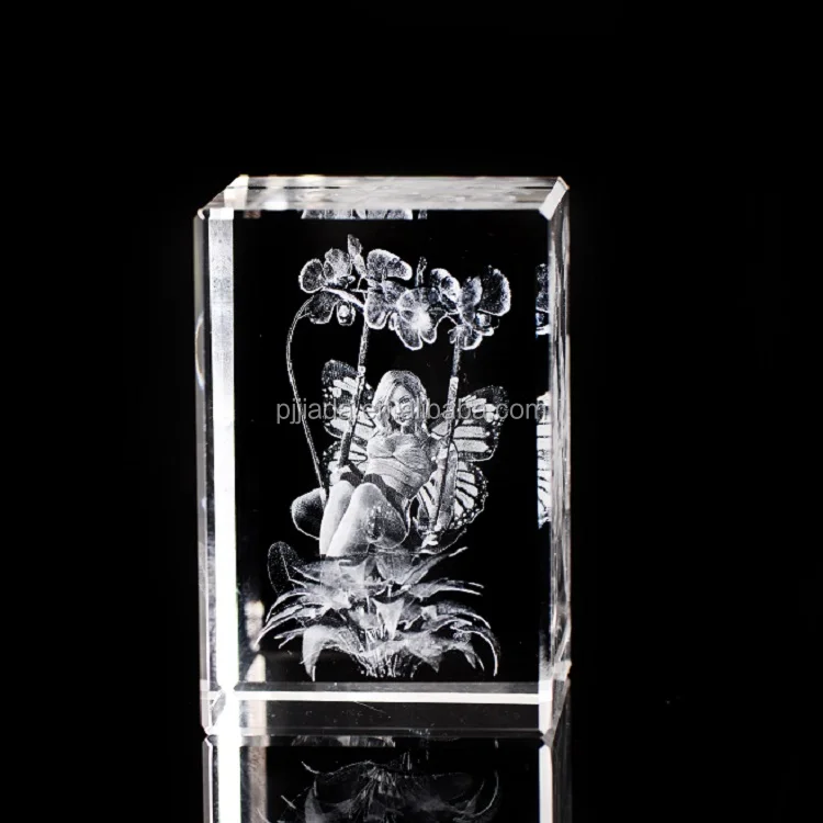 3D Laser Engraving Optical Glass Blank Crystal Paperweight Cube For Business Gifts