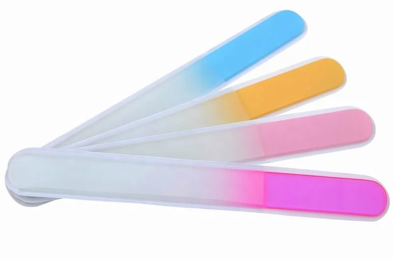 Newly Professional Double Sided Glass Nail Files with Case -Round Tip Pedicure Crystal Nail File for Natural and Acrylic Nails