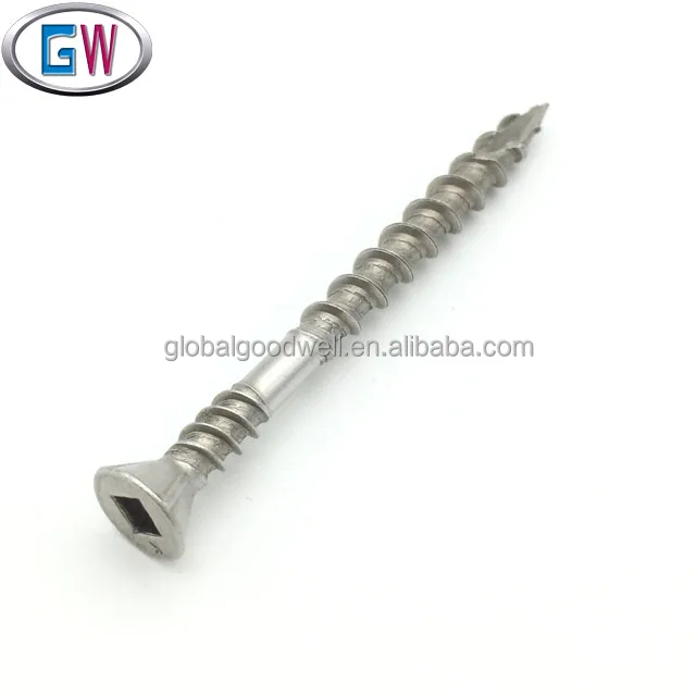 316 304 A2 A4 Stainless steel Decking Screws Double Thread Square Drive SS Hardwood Deck Screw