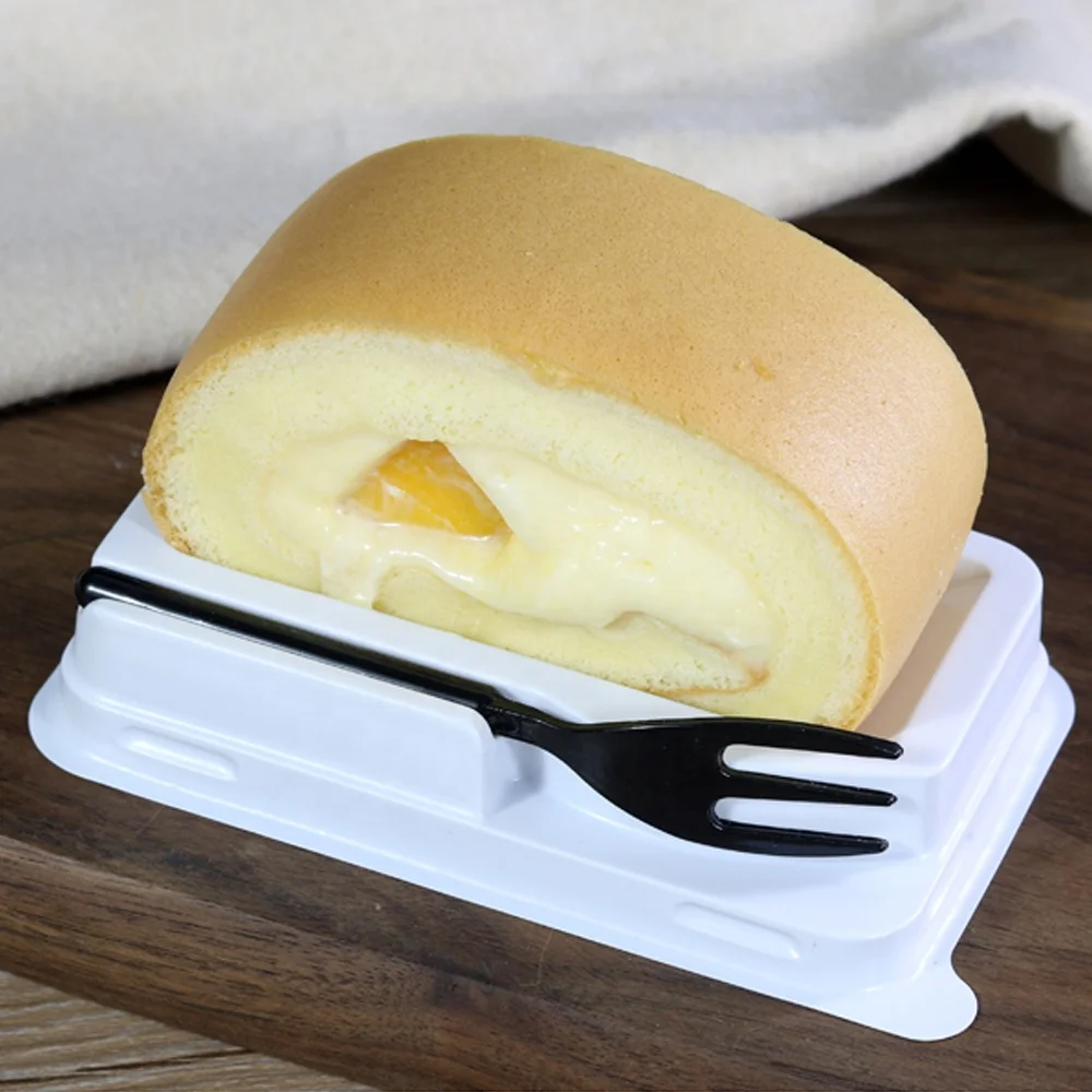 Top sale packaging RPET/PET long white small bread food grade blister plastic cake box