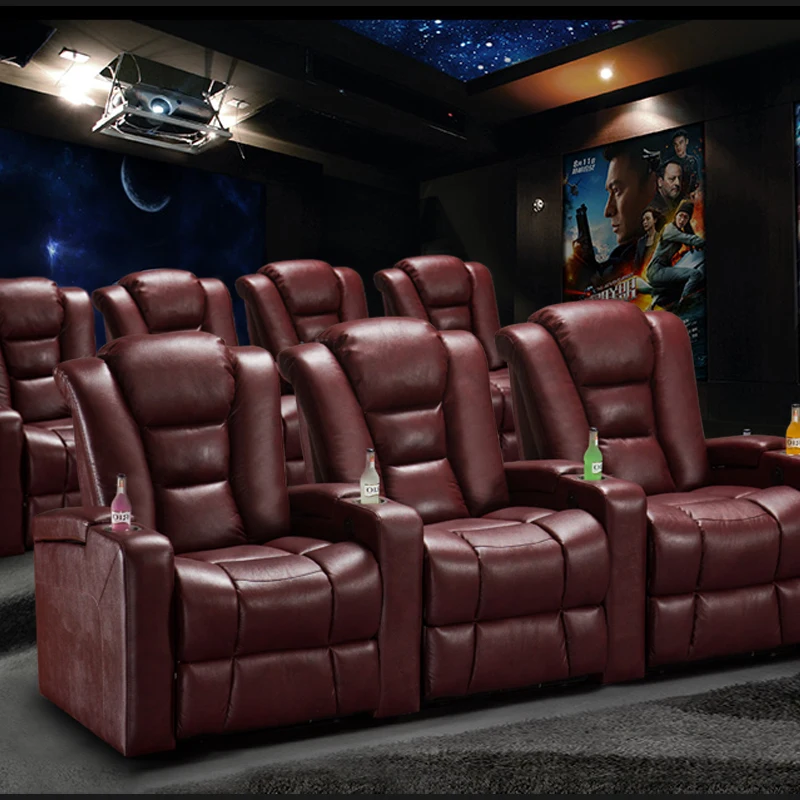 3 Pieces Air Leather, Electric Reclining Home Theater Chairs