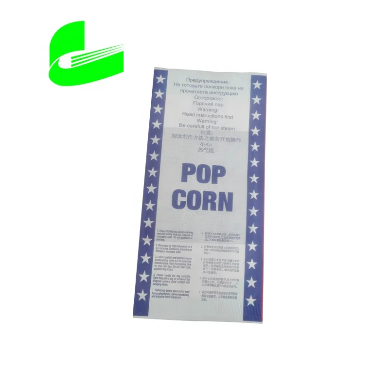 Microwavable food packing popcorn bags