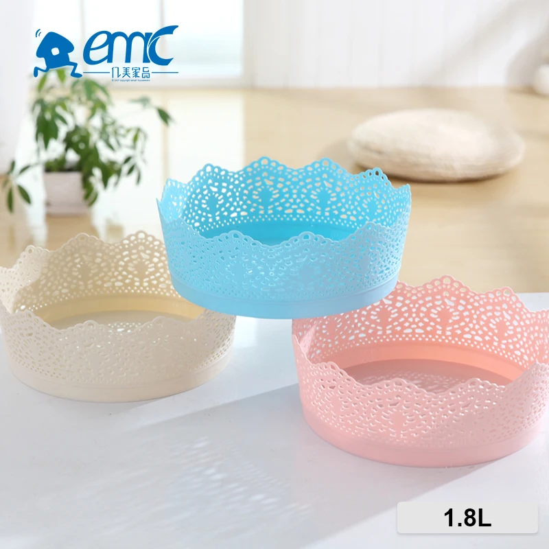 Лучшая цена, круглая пластиковая корзина для хранения косметики с цветочным узором