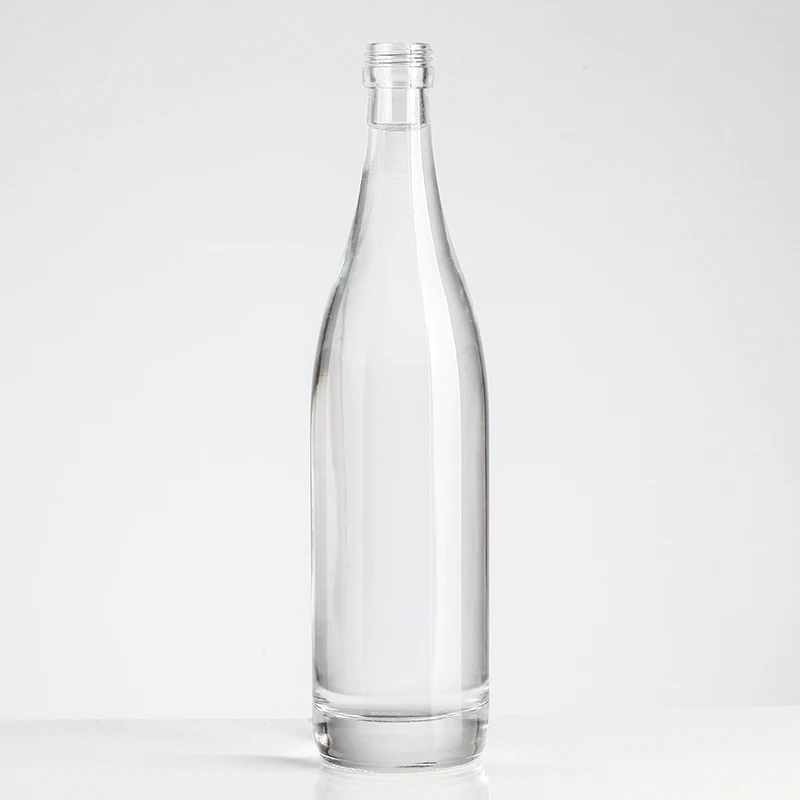 Long Neck Streamline Glass Water Bottle For Wine And Olive Oil Crystal Transparent Simple Smooth Thin Bottom glass water bottle