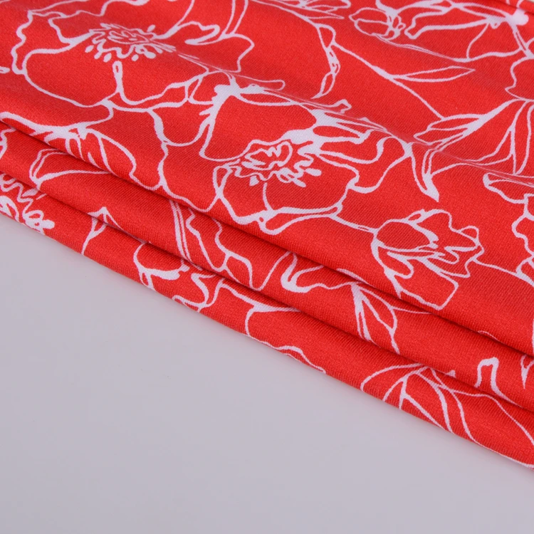 95 rayon 5 spandex digital flower printed elastic French terry cloth fabric for women hoodies