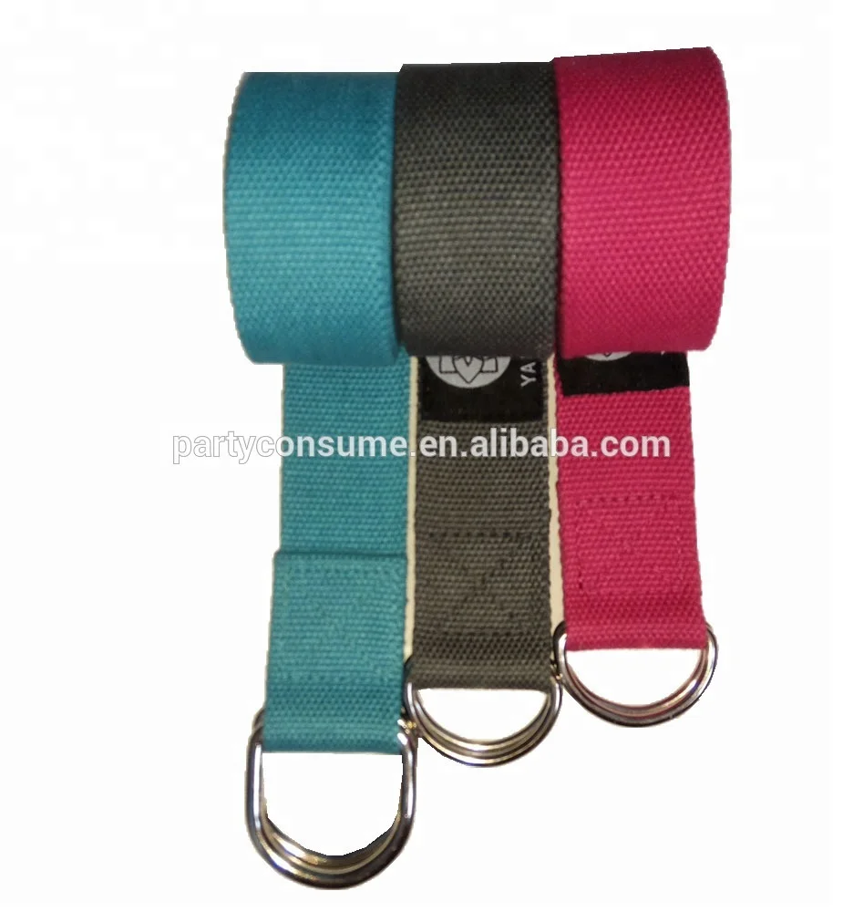 Custom design  logo Cotton yoga straps and yoga belt with 2 D-rings