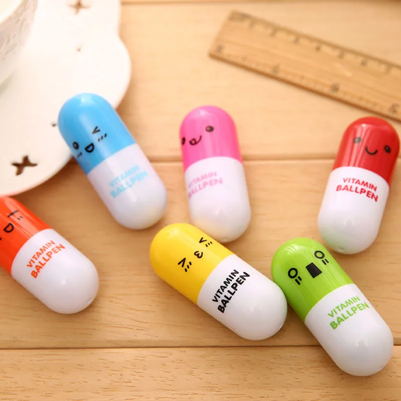 Модная креативная шариковая ручка в виде капсулы с витаминами мультяшным рисунком