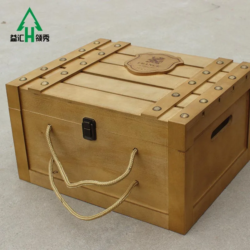 
Small Wood Wine Box Wooden Crates 6 Bottle 