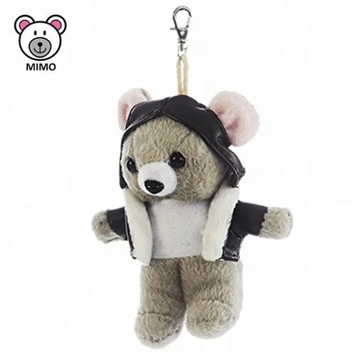 10CM Airline Aviator Mini Plush Teddy Bear Wholesale Cheap Custom Cute Stuffed Soft Small Toy Plush Pilot Teddy Bear Keychain