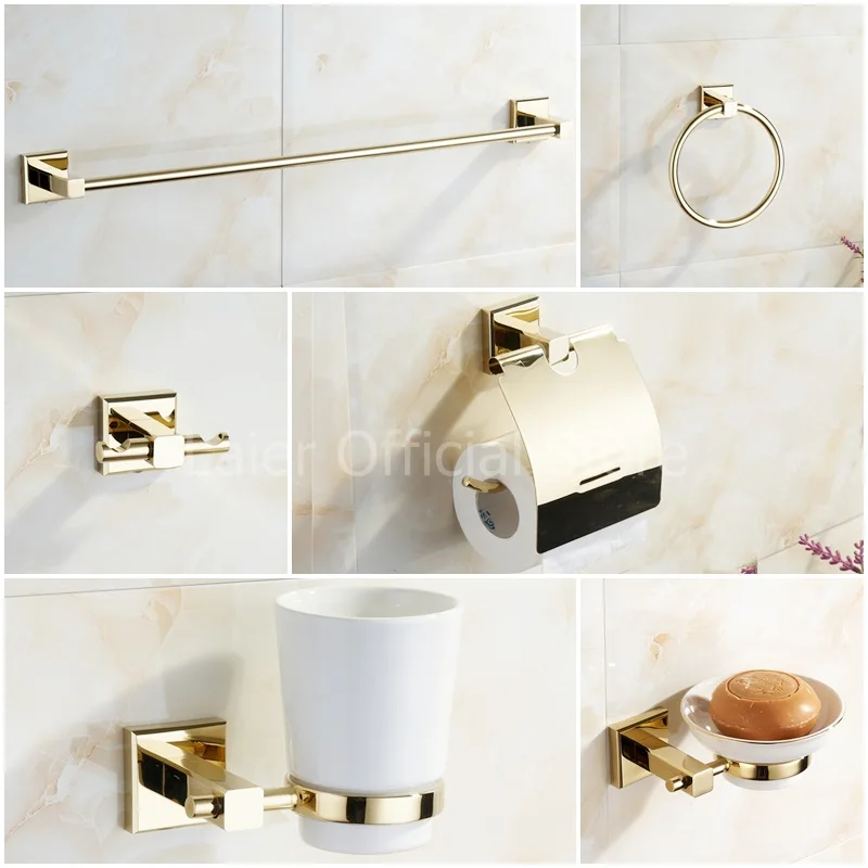 
Gold plated luxury bath hardware paper towel holder bathroom accessories set 