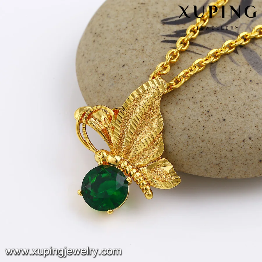 32578 xuping Fashion Gold Zircon butterfly Diamond Necklace Pendant Jewelry, Diamond Necklace