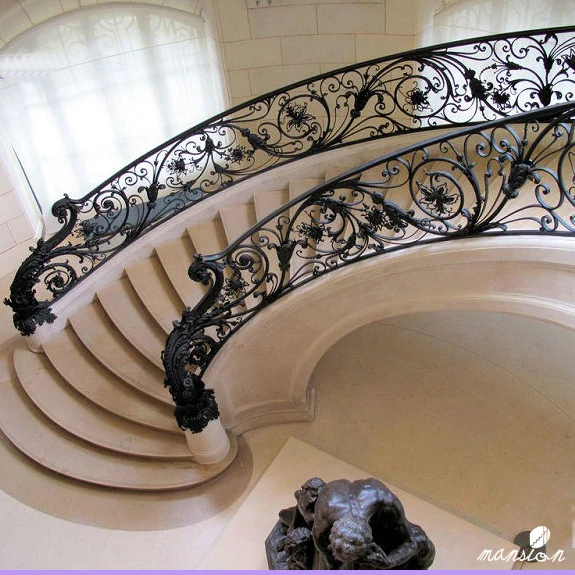Wrought Iron Railing Luxury Wood Stairs Design