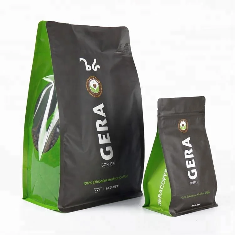 wholesale flat bottom coffee packaging bag custom printed coffee bean bag