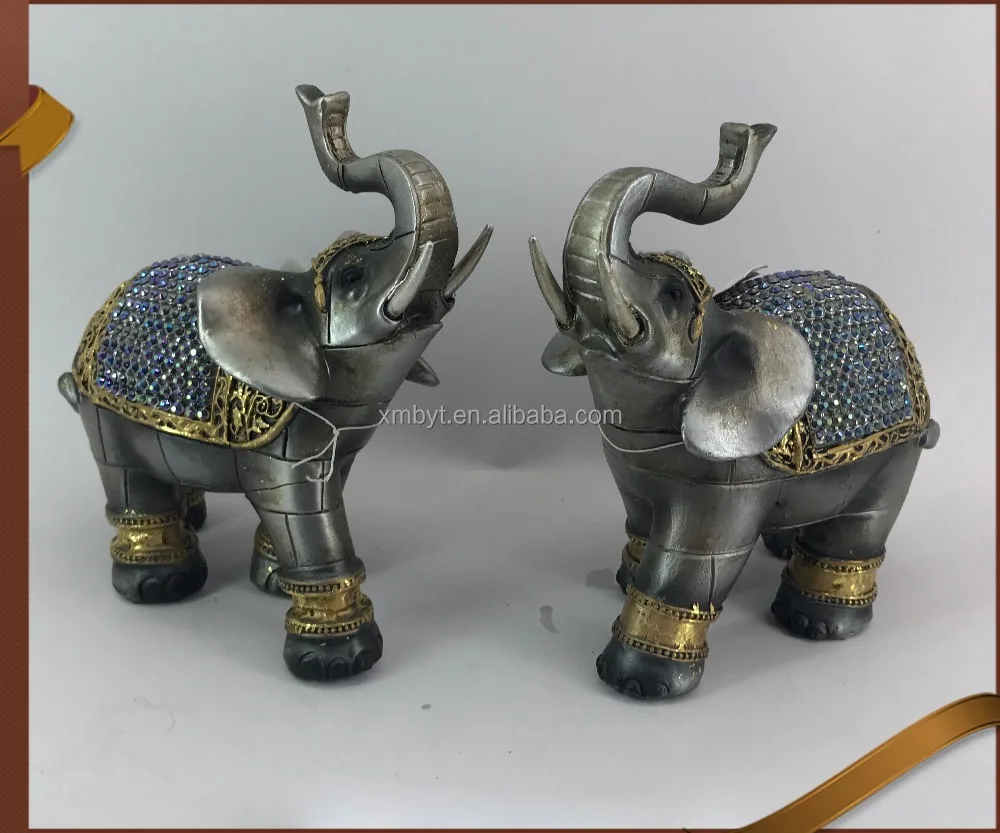 Wholesale Large Resin Elephant Statues Gold Indian Elephant Figurines For Decoration
