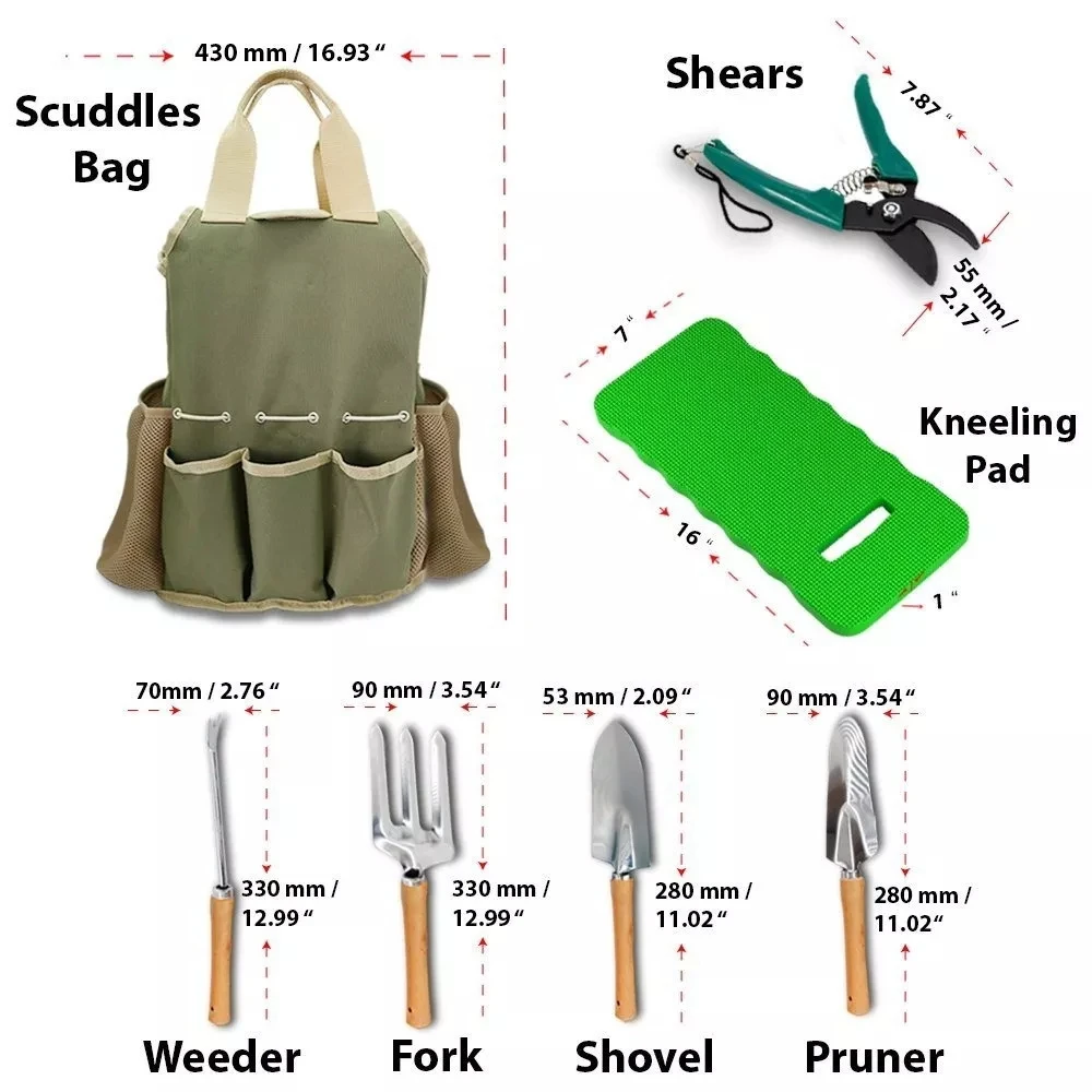 Factory Wholesale Garden Tool Tote Bag Tool Storage Bag Best Canvas Bucket with Pockets for Kids 9 pcs knelling pad