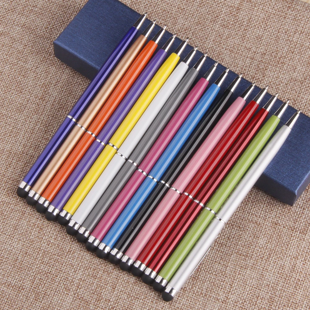 Gift Promotional Ball Pen Customized Logo Black White Silver Colorful Slim Metal Body Twist Ballpoint Pen