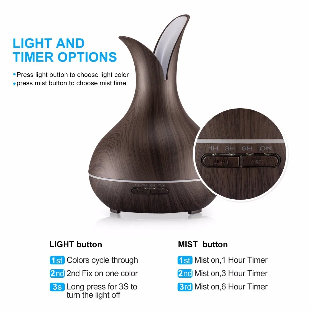 New product ideas 2018 Best selling easy home Wooden grain air home ultrasonic aroma mist humidifier 400ml essential oil diffuse