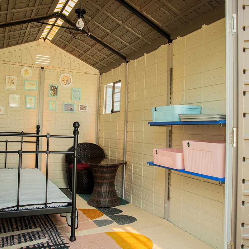 
double-room middle size HDPE Plastic outdoor shed for garden storage 