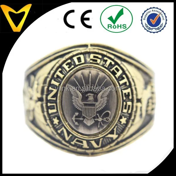 High Quality Stainless Steel Jewelry Custom Military Rings, Mens Big US Navy Insignia Ring - Bronze Colored Navy Veteran Ring