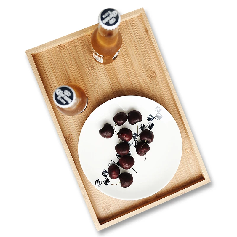 Plain bamboo wood food serving custom size rustic wooden tray