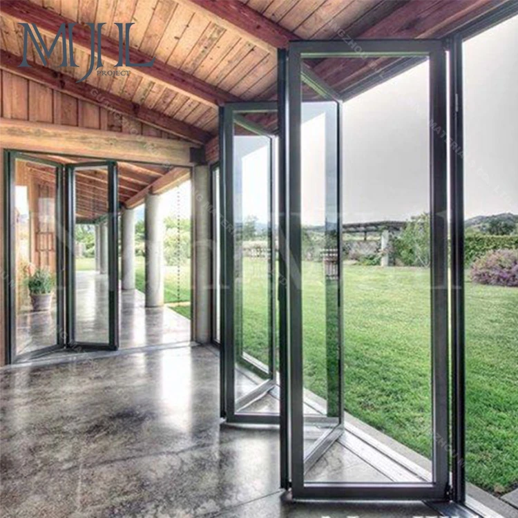 Germany brand hardware low-e glass exterior aluminum glass folding door