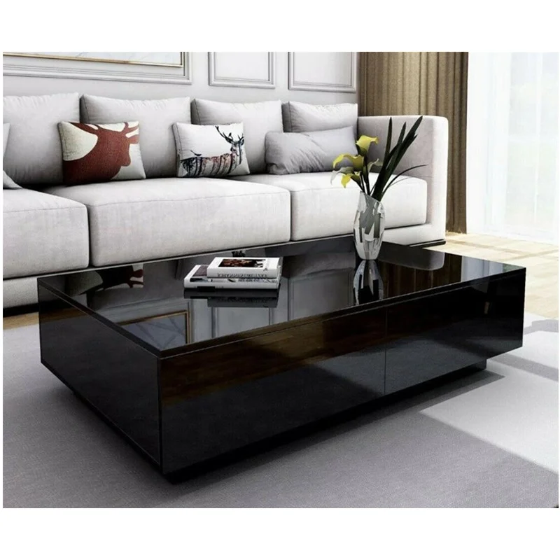 UV High Gloss Wooden Coffee Table With 4 Drawer
