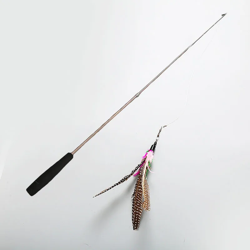 retractable cat toy wand stick cat teaser toy with feather