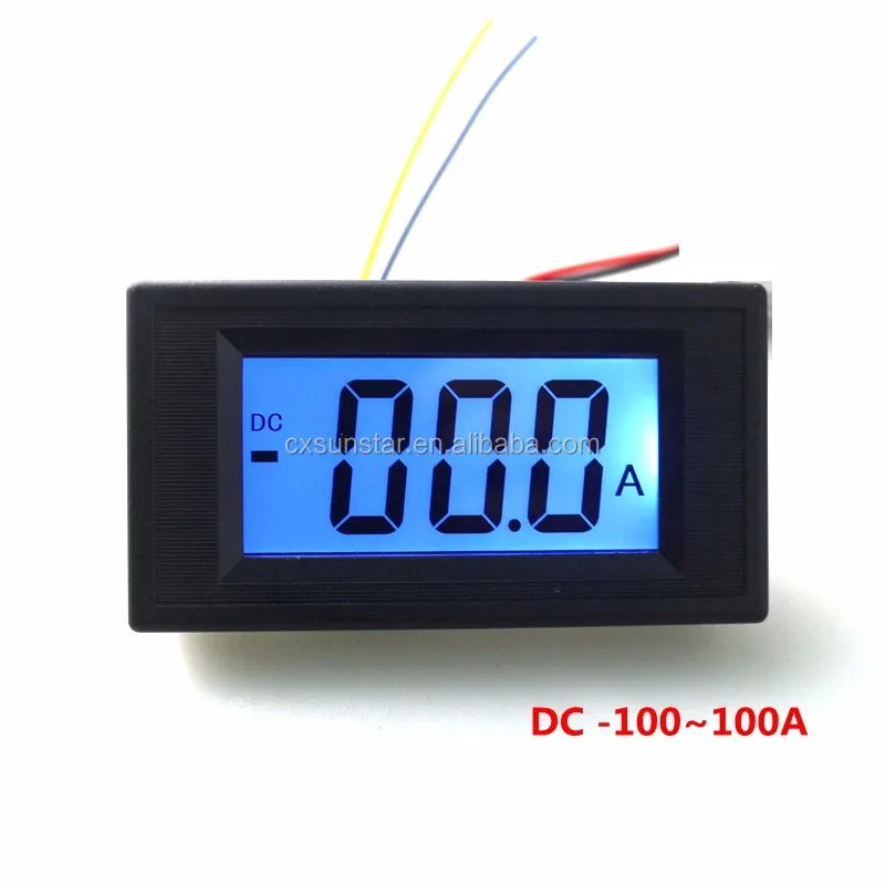 DC +/-100A 12V Digital LCD Ammeter Ammpere Current Panel MeterPositive Negative Tester Blue Backlight 3 Digit Four Wires