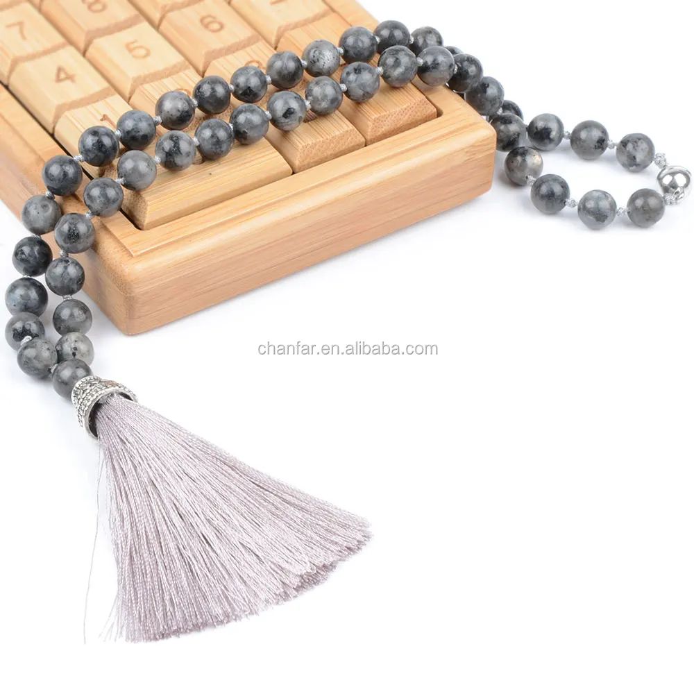 Chanfar Bohemian Long Tassel Pendant  with 8mm Tiger Eye Turquoise Agate Beads Natural Stone Statement Necklace for Women