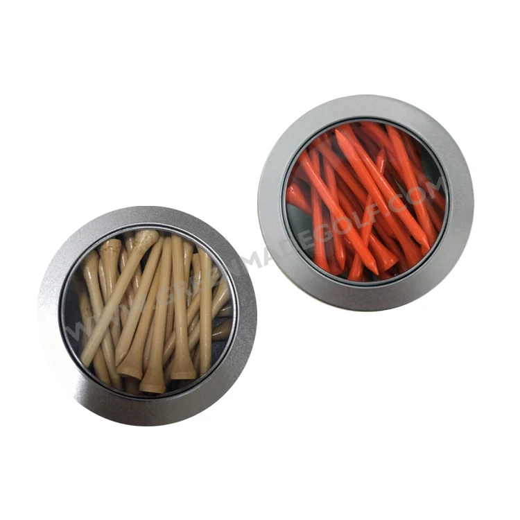 Natural color metal tin box with golf tees special golf gift set