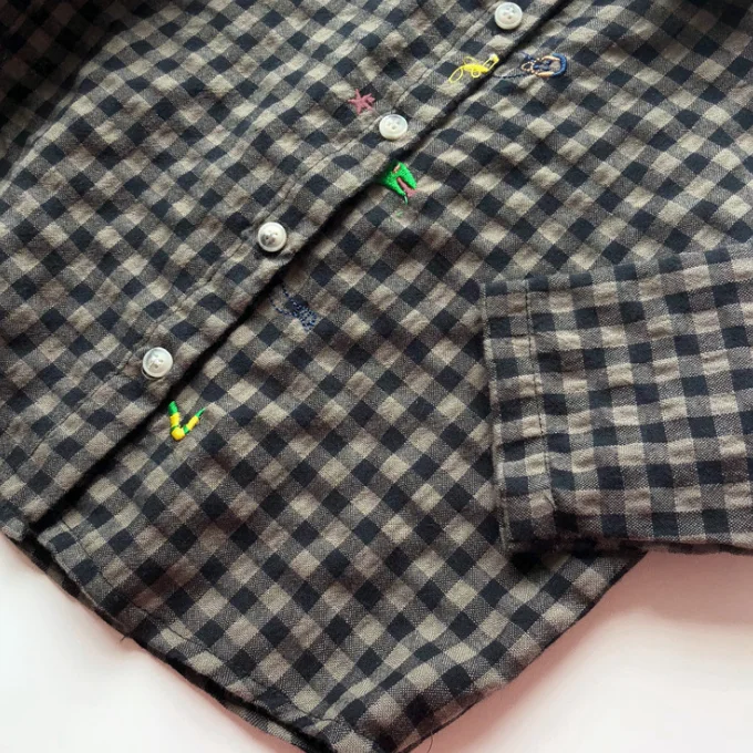 
YY10096A New autumn baby boy turn-down collar plaid long sleeve shirt 