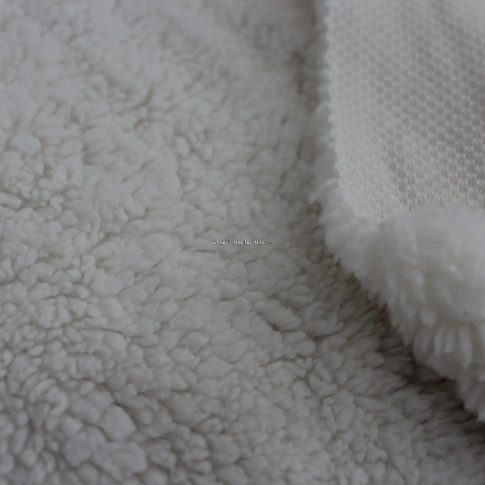 100%polyester sherpa 230gsm white knitted fabric for denim jacket lining