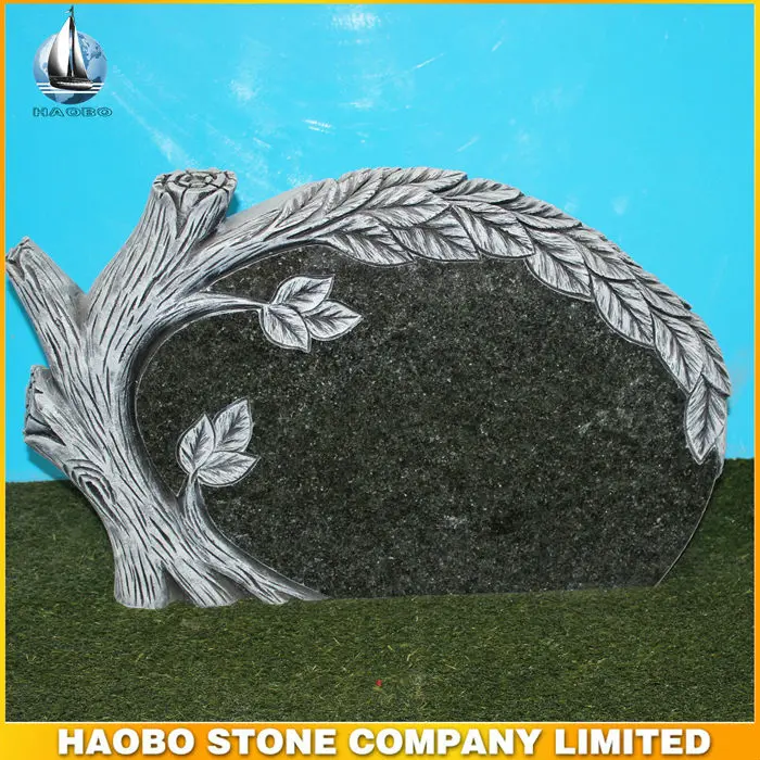 
Haobo Stone New Material Black Diamond Grave With Tree Engraving 