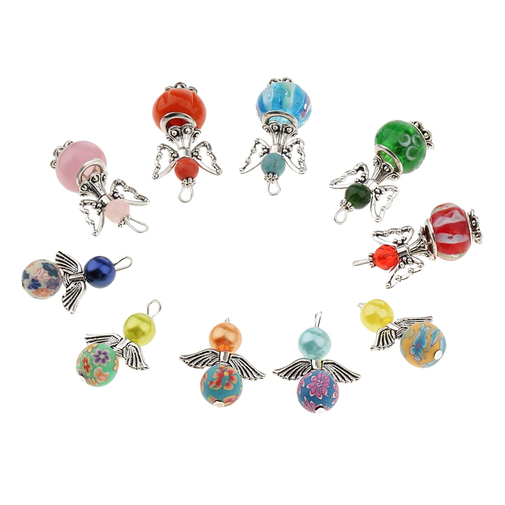 10 x mariposa de plata tibetana Angel Hada encantos colgantes de perlas