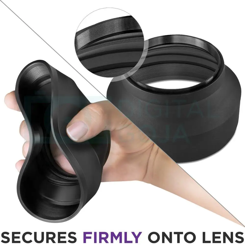 three way lens hood 49mm/three function Collapsible rubber lens hood