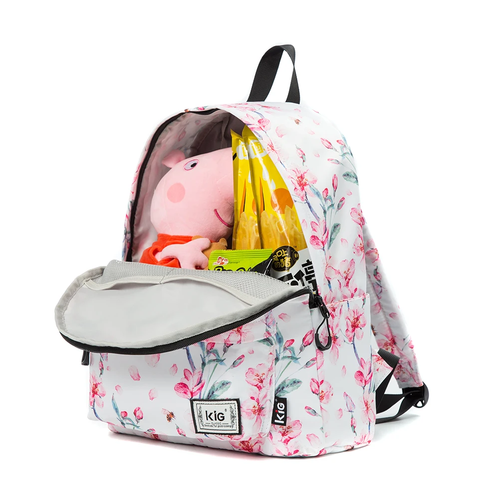 
Fashion Water Resistant Floral Book Bag School Backpack for Women 14Inch Laptop White 