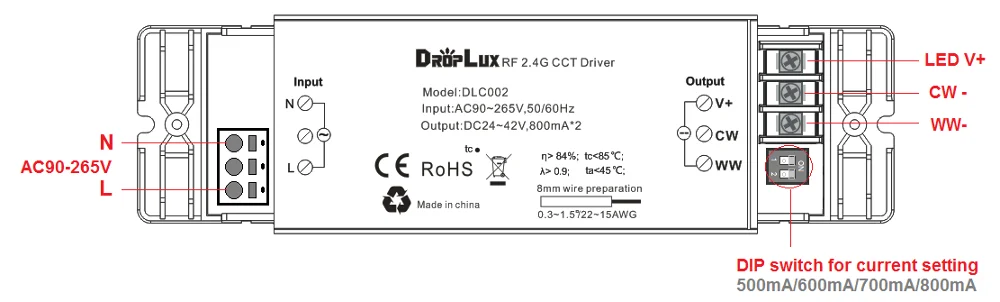 2.4g led dimming driver RF 2.4GHZ led Driver (CCT) DIP switch 2.4g remote control led panel driver