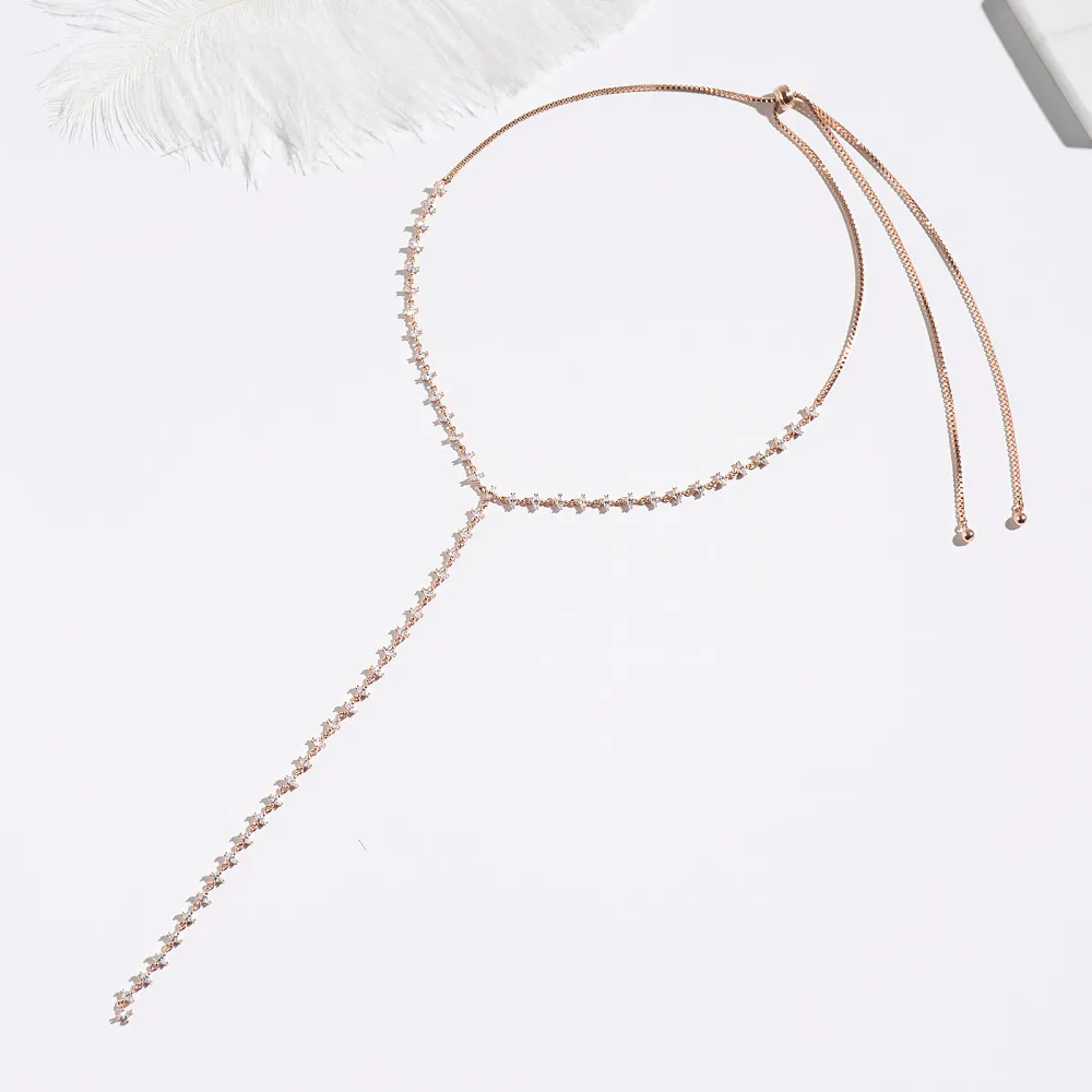 
Wholesale Fashion Jewelry Long Choker Necklace 18k Gold Plated 