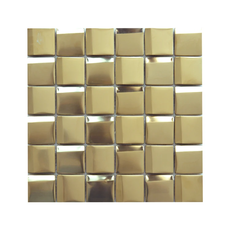 Художественная 3d золотая квадратная мозаичная плитка из нержавеющей стали для