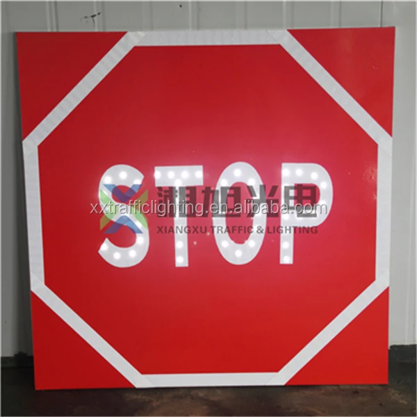 solar power road safety warning sign Aluminum traffic led flashing stop sign board