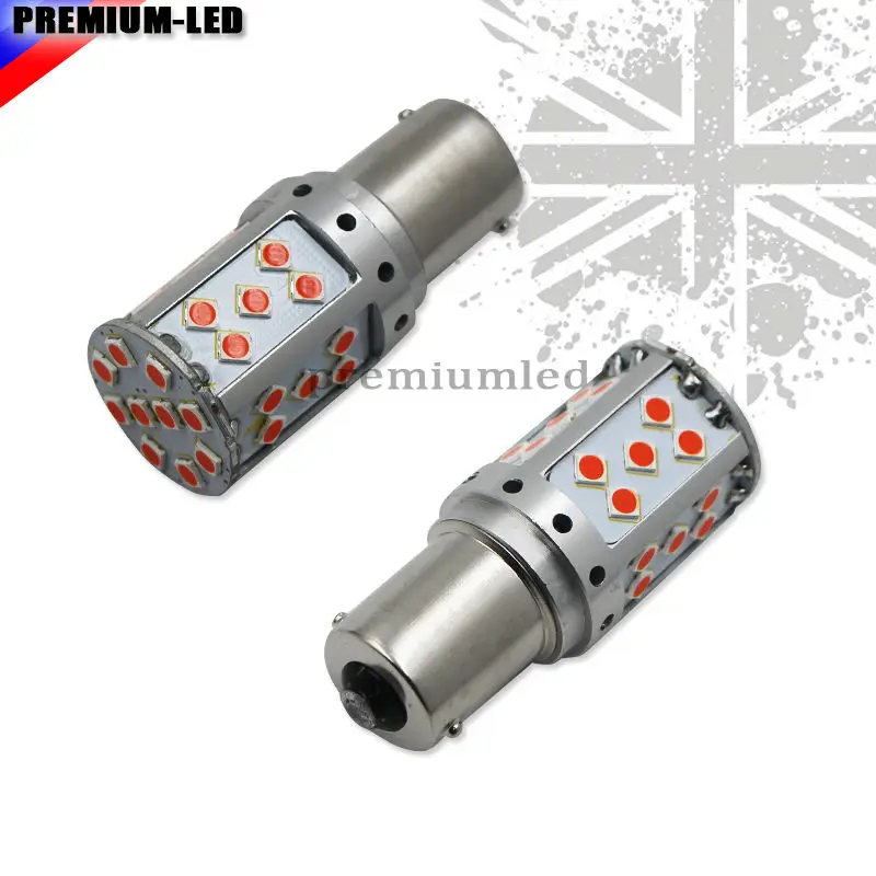 Error Free Brilliant Red 3030 SMD 1156 7506 P21W BA15S 21W LED Bulbs For Tail Lights, Brake Lights